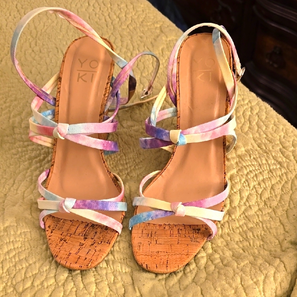 Women's Multicolor Strappy Sandals - Size 9